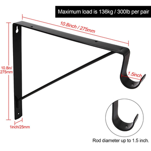 Giá Đỡ Nặng Màu Đen Tủ Quần Áo Chân Đế Giá Đỡ 10.8X10.8 Inch Giá Đỡ Móc Treo Tường Kệ Và Thanh Có Ốc Vít - Product Image 2