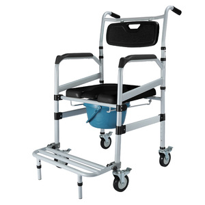 Aluminum Alloy Commode Chair With Wheels <b>Height</b> <b>Adjustable</b> For Elderly And Pregnant Women Toilet <b>Stool</b> - Product Image 2