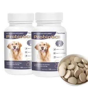 Tablet probiotik suplemen nutrisi hewan peliharaan Logo kustom untuk kesehatan pencernaan anjing