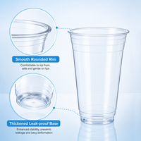 Gobelet jetable en plastique PET 98-24oz transparent de qualité alimentaire, empilable, pour boissons froides, avec couvercles et logo personnalisé
