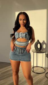 Conjunto Sexy de Dos Piezas <span class=keywords><strong>para</strong></span> Mujer, Top Corto de Mezclilla con Tirantes y Pantalones Cortos con Recortes, <span class=keywords><strong>Ropa</strong></span> de Verano, Estilo Urbano, <span class=keywords><strong>para</strong></span> Club - Product Image 3