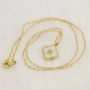 Mujeres trébol Zodiaco astrología signo colgante collar 18K Pvd Acero inoxidable Shell 12 Constelaciones collares horóscopo joyería - Product Image 4