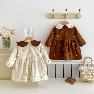 Yeni bahar ve sonbahar yeni stil kız elbise kore Inspired tamamen işlemeli çiçekler zıt renkler bebek etekler - Product Image 2