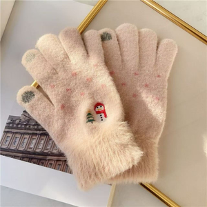 Guantes de invierno de lana cálidos con diseño de muñeco de nieve <span class=keywords><strong>para</strong></span> mujer, compatibles con pantalla táctil, ideales <span class=keywords><strong>para</strong></span> <span class=keywords><strong>scooter</strong></span>, venta al por mayor <span class=keywords><strong>para</strong></span> uso urbano. - Product Image 4