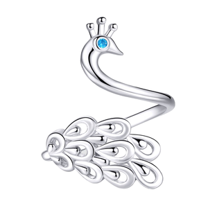 Factory Wholesale 925 Sterling <b>Silver</b> Zircon Bohemian Peacock Opening <b>Ring</b> for Women <b>Adjustable</b> Wedding Luxury Jewelry SCR592 - Product Image 1