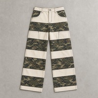 Pantalon cargo ample camouflage pour homme, patchwork et strass personnalisés