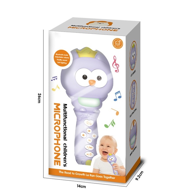 Cartoon Lion Hippo Owl Kids Karaoke Microphone Voice Changing Function Portable Singing Mic Birthday Party Gift