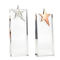 Trophée en cristal vierge en gros, plaque de récompense en verre cristal avec logo gravé sur mesure
