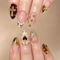 Faux ongles à presser fabriqués à la machine, motifs 3D fleur, léopard, French, œil de chat, amande, réutilisables, vente en gros
