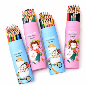 Coffret de crayons de couleur pour enfants, motif <span class=keywords><strong>dessin</strong></span> animé, rose et <span class=keywords><strong>bleu</strong></span>, emballage en tube de papier, crayons hexagonaux pour l'école, papeterie artistique - Product Image 5