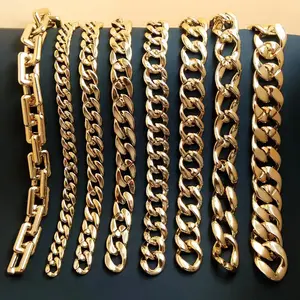 Grande chaîne à maillons en plastique/acrylique, chaîne en plastique doré brillant pour sac à chaussures, collier