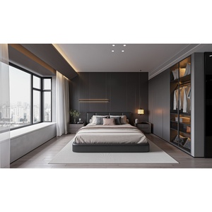 Armario <span class=keywords><strong>de</strong></span> Dormitorio Moderno <span class=keywords><strong>de</strong></span> Madera Gris con Amplios <span class=keywords><strong>Cajones</strong></span> y Puertas <span class=keywords><strong>de</strong></span> Vidrio, con Espacio para Colgar <span class=keywords><strong>Ropa</strong></span> y Exhibición - Product Image 4