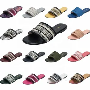 Luxury Designer brand Slippers Summer Ladies Sandals Non-slip Letter D Print Outdoor Beach Shoes for Women