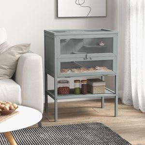 <span class=keywords><strong>Cage</strong></span> à <span class=keywords><strong>hamster</strong></span> en bois gris SDHC003 avec étagère de rangement, dessus ouvrable pour gerbilles, 8 kg, toutes saisons, nichoir pour petits animaux - Product Image 4
