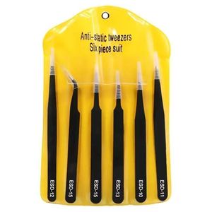 Anti Static Tweezers 6 Piece Set ESD Precision Stainless Steel Repair <b>Tools</b> - Product Image 1