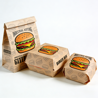 Caja para Hamburguesas de Papel Kraft Desechable, Resistente a la Grasa, para Llevar, Ecológica, Venta al por Mayor, Empaque para Hamburguesas