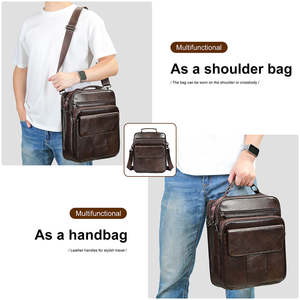 Genuine Leather Men's Vintage Crossbody <b>Shoulder</b> Satchel <b>Bag</b> 13 Inch <b>Laptop</b> Messenger <b>Bag</b> with Handbag Feature - Product Image 2