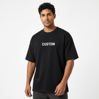 Kaos Rajut Hitam Polos dengan Belahan Samping, Potongan Longgar, Ukuran Besar, Katun Tebal, Kasual