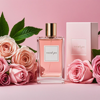 Flacon de parfum plat en verre vide de luxe personnalisé OEM pour cosmétiques, 30ml, 50ml, 100ml, avec impression sérigraphique, et boîte diffuseur à bâtonnets