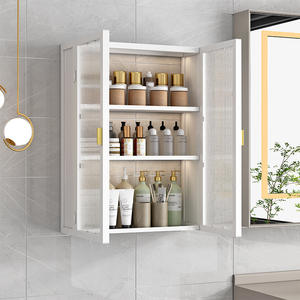 Étagère de Rangement Murale Sans Perçage en Acier Inoxydable, Armoire de Salle de Bain pour Cosmétiques avec Lavabo, <span class=keywords><strong>Meuble</strong></span> Haut de Salle de Bain - Product Image 2