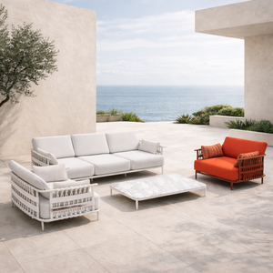 Sofá de Exterior Moderno y Lujoso, Muebles de Jardín de Aluminio con Cuerda Tejida a Mano para <span class=keywords><strong>Terraza</strong></span> de Hotel, Villa y Piscina de Resort - Product Image 2