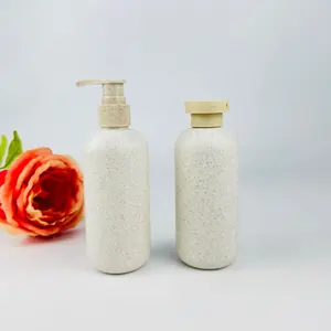 250ml di plastica tonda lozione bottiglia pompa con tappi a vite personalizzabile Shampoo balsamo cura della pelle paglia di grano