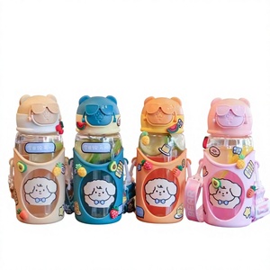 Borraccia Kawaii per Bambini Senza BPA, Simpatica Bottiglia Rosa con Cannuccia e Cinturino per Scuola, Ragazze e Ragazzi - Product Image 1