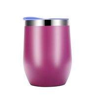 Tasse à bière isolée à double paroi en forme d'oeuf colorée personnalisée verres en acier inoxydable gobelet à vin 12oz