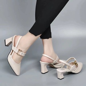 <span class=keywords><strong>Sandali</strong></span> Slingback con <span class=keywords><strong>Tacco</strong></span> Grosso e Alto, <span class=keywords><strong>Comodi</strong></span>, Nuova Collezione Primavera Estate 2025, Scarpe a Punta con <span class=keywords><strong>Tacco</strong></span> <span class=keywords><strong>Medio</strong></span>, Suola in Gomma - Product Image 3