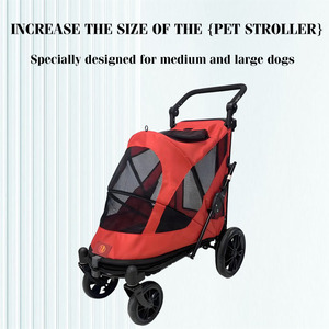 Poussette pliable robuste <span class=keywords><strong>pour</strong></span> animaux de compagnie JXB, 4 roues, chariot respirant <span class=keywords><strong>pour</strong></span> chiens de taille moyenne et grande - Product Image 3