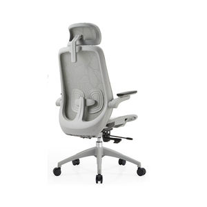 เก้าอี้สํานักงานแบบกําหนดเองเบาะที่นั่งสบายแบบสูงกลับรูปแบบพอดีเก้าอี้สํานักงานตาข่ายสีเทาตามหลักสรีรศาสตร์พร้อมเท้าไนลอน - Product Image 3