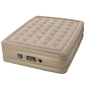 downy flocking Sturdy Deluxe Raised height inflatable queen air mattress bed with pump folding airbed