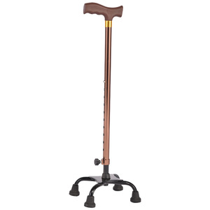 Aluminum Alloy Four Legged Walking Stick Telescopic Adjustable Height 43.3in Non Slip Grip For Elderly Support - Product Image 2