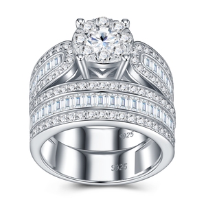 Novo Conjunto Clássico de Anéis de Casamento e Noivado em Moissanite com Diamantes Finos para Casais - Joias Femininas e Masculinas - Product Image 4