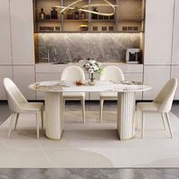 Ensemble de table et de chaises de salle à manger ovale en marbre moderne de luxe, 4, 6, 8 places, blanc crème, meubles de salon, de cuisine, de restaurant