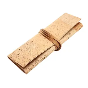 Boshiho Friendly Portuguese Cork Pencil Case with Authentic and Unusual Handmade Vintage Gift Ball-point Pen Pouch with Strap