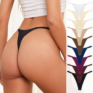 여성용 아이스 실크 팬티 속옷 섹시한 끈 팬티 여성용 무봉제 G-스트링 팬티 속옷 - Product Image 1