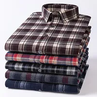 Kemeja Lengan Panjang Ukuran Besar 7XL Vintage 100% Katun Berbahan Halus untuk Pria, Model Slim Fit Kasual Motif Kotak-kotak
