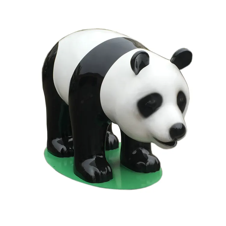 Individuelle Tierschnittsstatue in Lebensgröße Pandastatue aus Fiberglas figurmodell für Zoo-Park