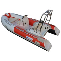 Bateaux Pneumatiques Hypalon Modèle Double de 3,9 m (13 pi) en Fibre de Verre et PVC de 1,2 mm, Bateau Moteur Semi-Rigide avec Coque en V Profond pour la Pêche en Plein Air