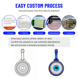 Etiquetas de equipaje de PVC con Ojo Turco personalizadas, de goma suave, para protección contra el mal de ojo, etiquetas de viaje para maletas, regalo de marca, perfectas para ventas internacionales. - Product Image 3