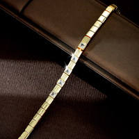 Bracelet tennis moderne en zircon cubique blanc taille princesse pour femme, idéal pour le quotidien, le bureau ou comme cadeau d'anniversaire B169