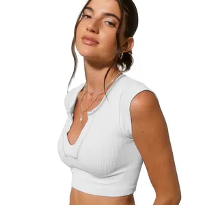 Camisa de malha ultra-curta feminina y2k, camiseta sexy curta de primavera e outono para mulheres verão