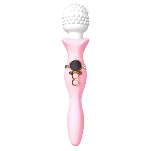 Mainan Vibrator seks silikon kuat isi ulang desain baru tongkat pijat AV cinta wanita dewasa besar untuk wanita G Spot