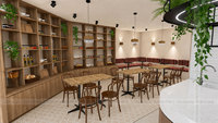 Meubles de présentation élégants pour boulangerie européenne, comptoirs en bois et verre pour café, équipements de présentation pour la décoration moderne de salons de thé au lait