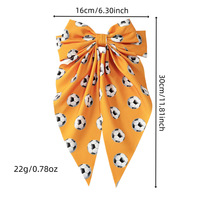 Nouvelle pince à cheveux en tissu imprimé football États-Unis-Canada-Mexique avec long ruban et clip à ressort, faite à la main pour les jours de match sportif