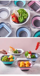 Cesta Escurridora Plegable de Silicona Moderna SYH565 al por Mayor para Frutas y Verduras, Colador de Cocina Plegable de Plástico, Escurridor Plegable - Product Image 2