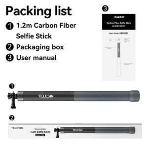 Bâton de selfie portable Telesin pour <span class=keywords><strong>Go</strong></span> <span class=keywords><strong>Pro</strong></span> <span class=keywords><strong>Hero</strong></span> 13 DJI Action <span class=keywords><strong>5</strong></span> Caméras sportives 1,2 mètres extensible en fibre de carbone - Product Image 6