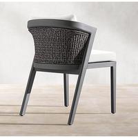 Ensemble de table et chaises de jardin en aluminium de luxe nordique au design contemporain, avec coussins imperméables, pour hôtel et appartement, en corde tressée à la main