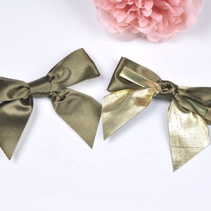 Grosir dekorasi pohon Natal Satin kustom pita Glitter wajah Tunggal Simpul kawat perak pra-terikat 100% poliester - Product Image 5